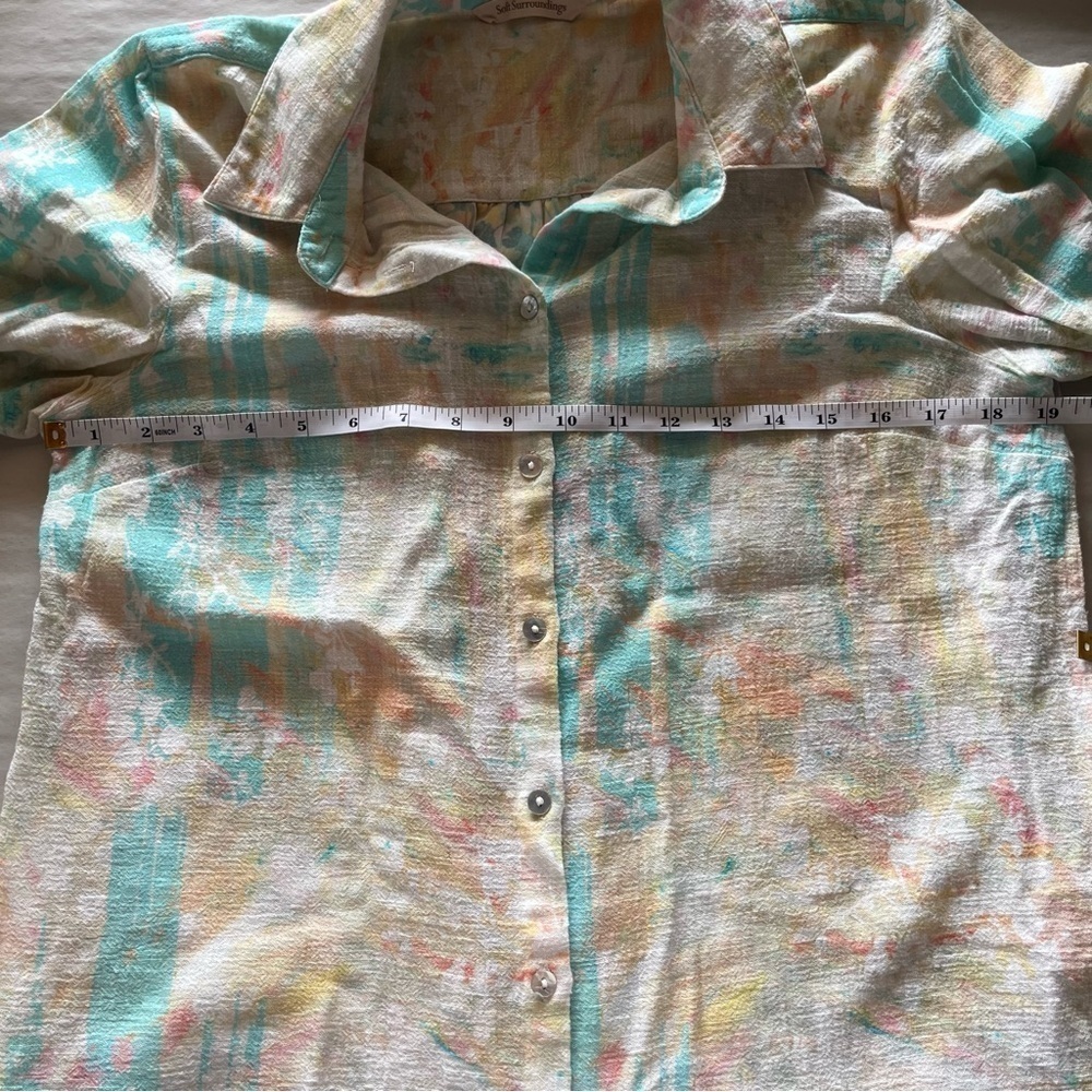 Soft Surroundings Pastel Floral Mixed Materials Button Down Shirt Medium - Picture 10 of 12